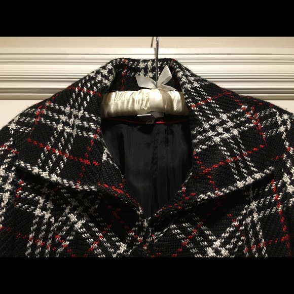 Chico’s Black/Red/White Plaid Lined Coat Size 1 (US Medium/8) - Picture 7 of 16